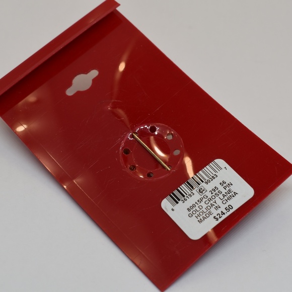 Holiday Lane Gold Tone Crystal Cross Pin - Picture 3 of 3